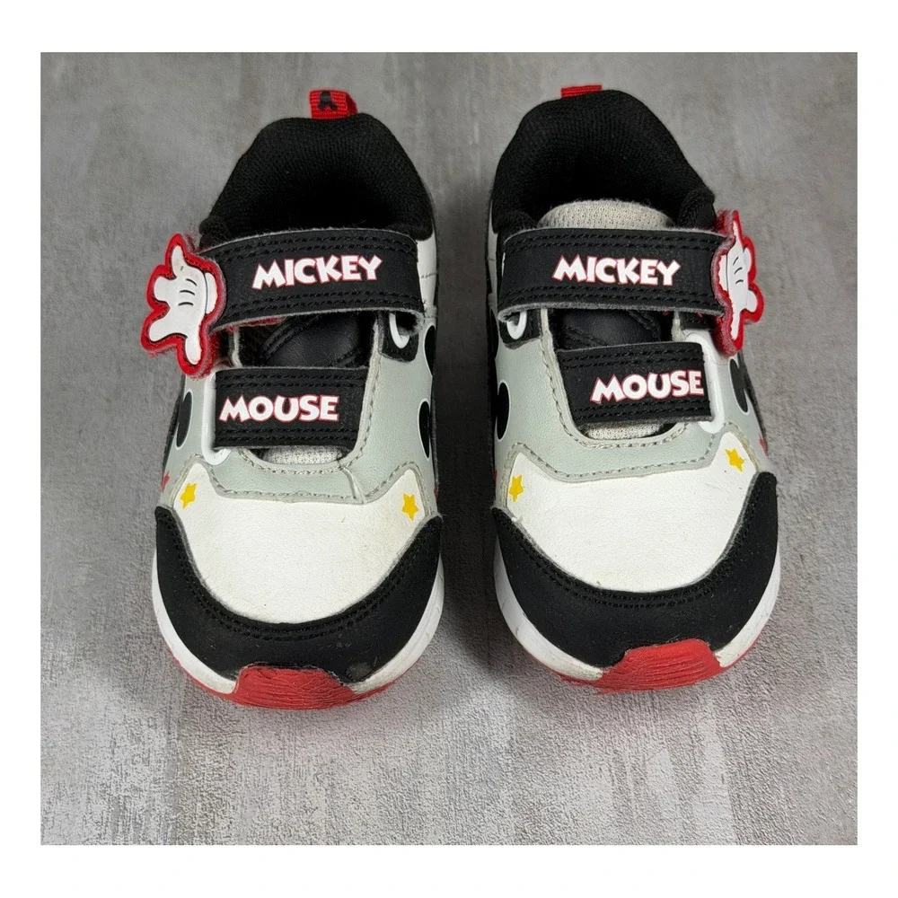 Disney Mickey Mouse Toddler Sneakers Red Black White Strap Shoes Size 6 B3556
